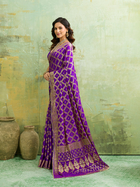 KcPc Latest Gharchola Banarasi Silk With Heavy Zari Work Saree KML Purple