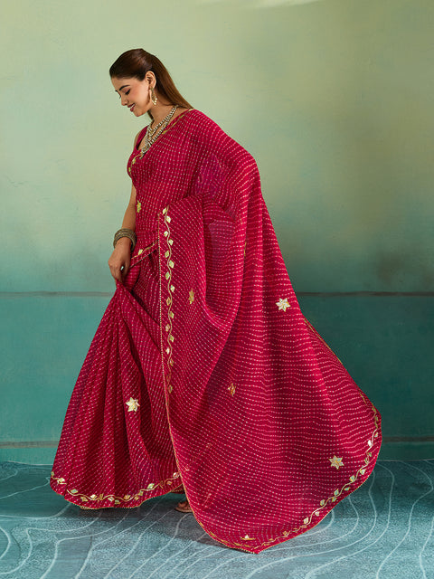 Buy Leheriya Style With Gotapatti Work Saree