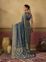 Designer Pure Khaddi Georgette Meenakari Saree with Blouse 6