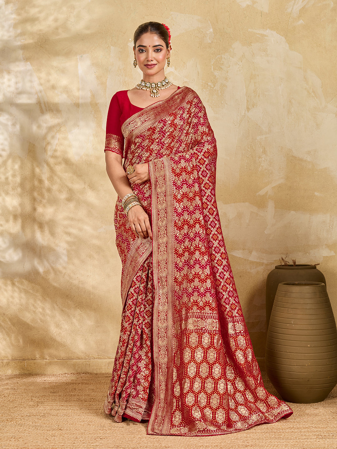 Buy Traditional Banarasi Style Georgette Saree Kcpc