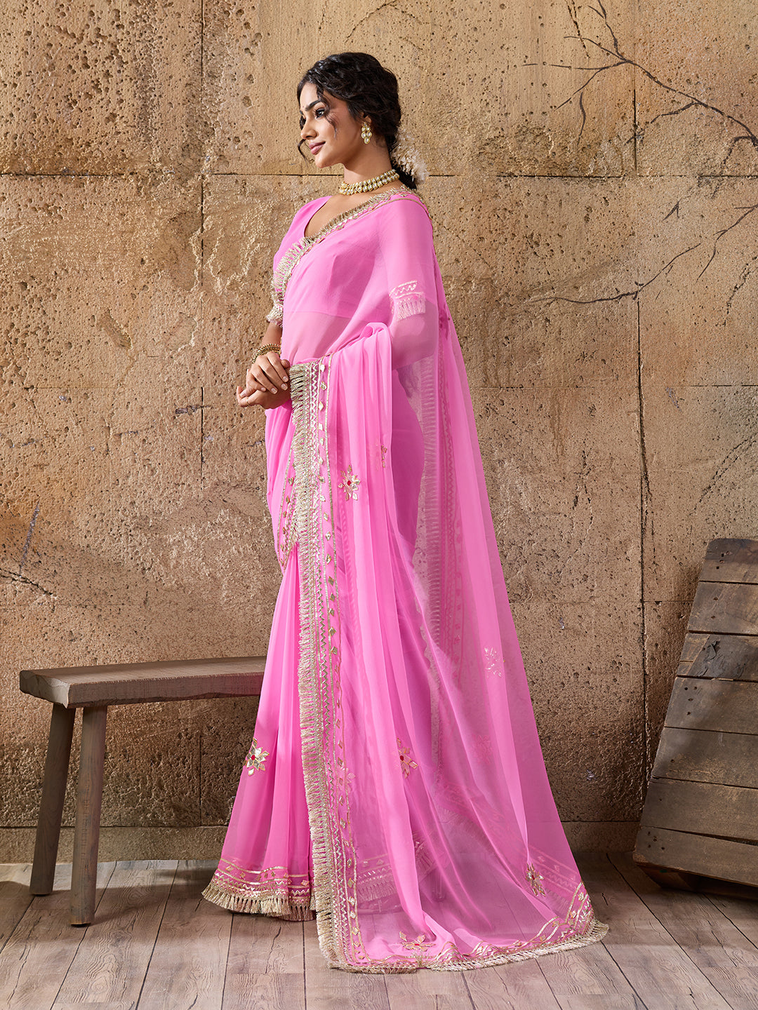 Buy Pure Georgette Festive Saree with Traditional Wear Kcpc 