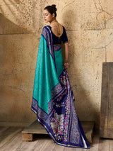 By Latest Dola Silk Printed Style With Zari Border Work Saree
