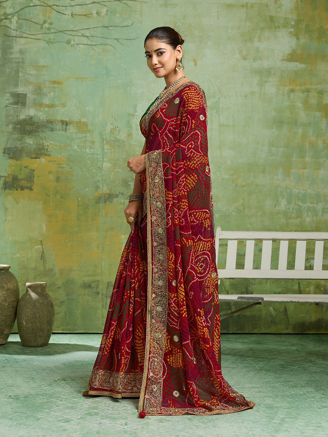 KcPc Festive Special Bandhani Style Georgette Saree RB