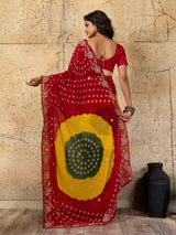 By Traditional Bandhani Style Georgette Saree Perfect Festive Collection