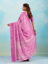 KcPc New Batik Sanganeri Print Banarasi Border Saree STL