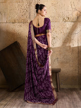 KcPc New Soft Moss Chiffon Bandhani Saree for Everyday Casual Wear KDN