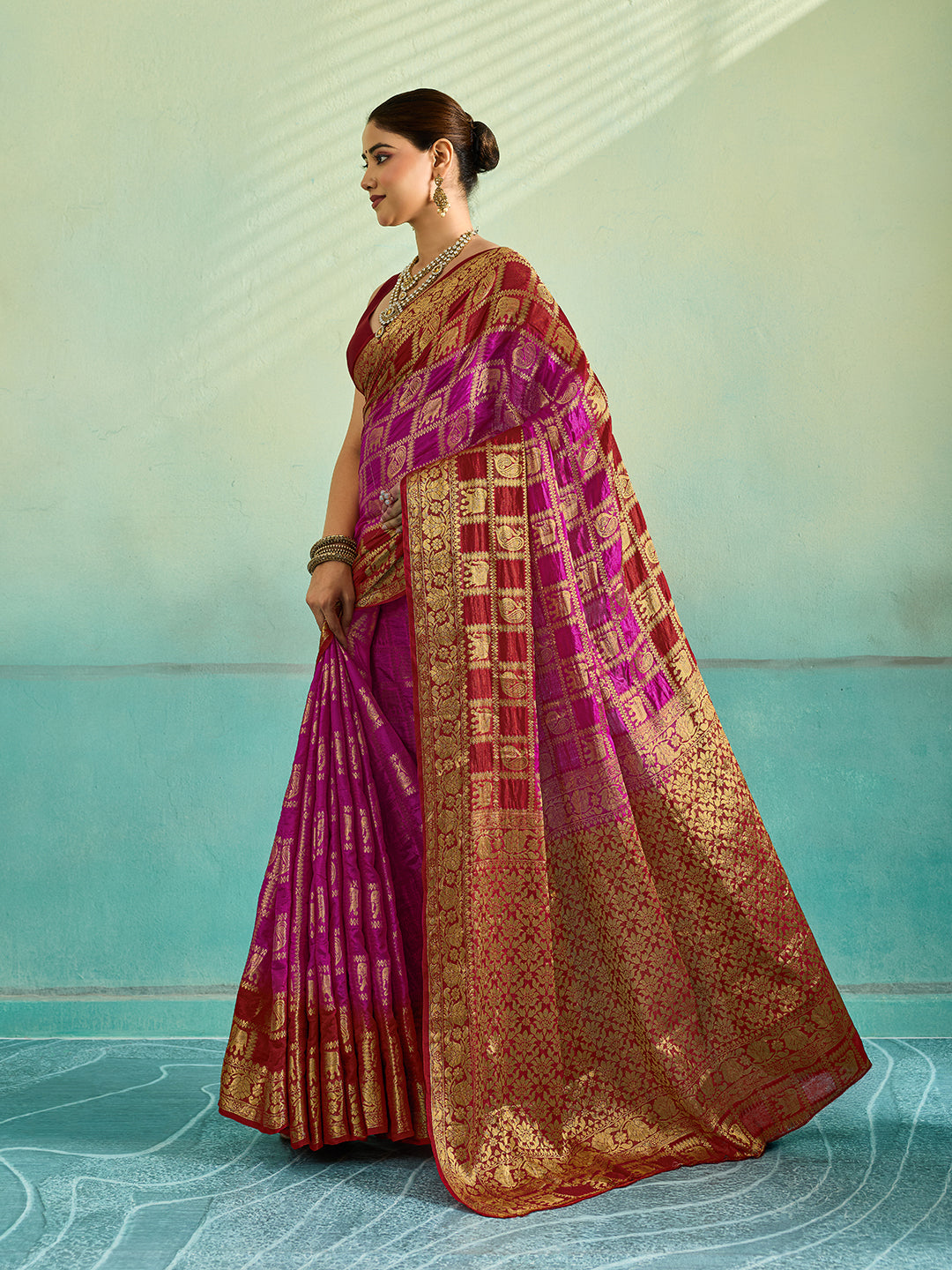 KcPc New Art silk Banarasi Style With Zari weaving Work Saree KCPC
