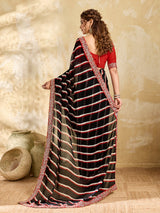 By New Launch Chiffon Leheriya Style With Embroidery Border Work Saree