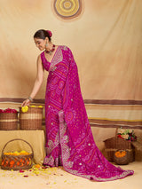 KcPc New Pure Ojariya Bandhani Saree with Gotapatti Work