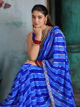 KcPc Premium Georgette Leheriya Saree with Peturn Work SWA