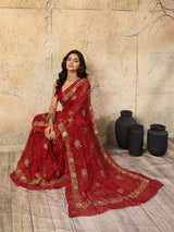Buy latest Royal Bandhani Georgette Saree With Wedding Wear