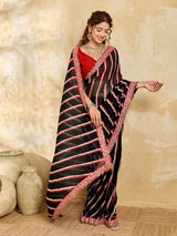By New Launch Chiffon Leheriya Style With Embroidery Border Work Saree