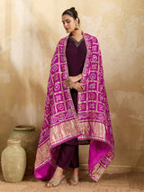 KcPc Traditional Modal Gaji Silk Bandhani Dupatta with Gota PattiGulinWork MEG