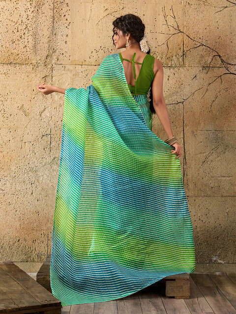 Kota Doria Saree in sky blue colour under 1000