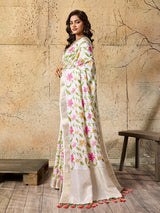  Kashida Embroidery Banarasi Zari Border Saree