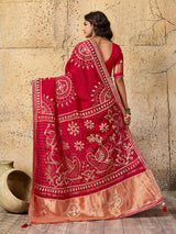 KcPc Royal Bandhani with Kachha Gota Patti Glow Modal Silk SareeAMT