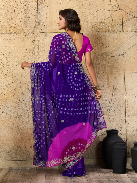 KcPc Traditional Bandhani Style Georgette Saree Perfect Festive Collection SWA
