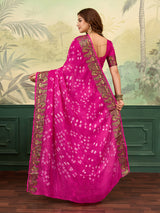 KcPc New Handmade Bandhej Bandhani Viscos Silk SareeRBW