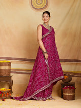 KcPc New Dola Silk Bandhani Style With Gota patti Border Work Saree SWA