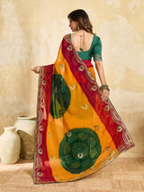 Buy Bandhani Saree With Embroidery Work