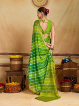 KcPc Royal Ethnic Wear Saree with Designer Leheriya Style and Zari BorderSFS