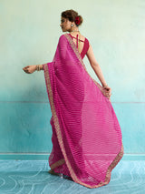 KcPc New Launch Georgette Leheriya Style With Embroidery Border Work Saree STL