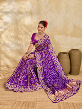 Buy Gaji Silk Saree With Bandhani Style Gota Patti Work KcPc 