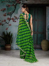 KcPc Beautiful Georgette Leheriya Style Saree with Peturn Work SWA