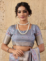 Buy Cotton silk Ajrakh style Saree Kcpc img - 6