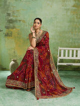 KcPc Festive Special Bandhani Style Georgette Saree RB