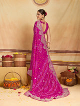 KcPc New Pure Ojariya Bandhani Saree with Gotapatti Work