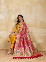 KcPc Premium Khaddi Georgette Silk Kalamkari Dupatta for Traditional Wear ASF
