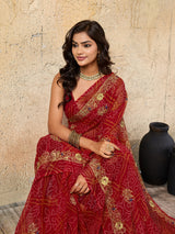 Buy latest Royal Bandhani Georgette Saree With Wedding Wear