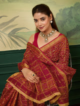Buy Ghatchola Saree With Bikaneri bandhej Work 