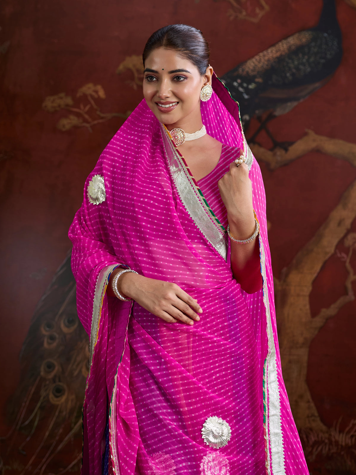 KcPc Traditional Leheriya Georgette Lehenga with Gota WorkMHS