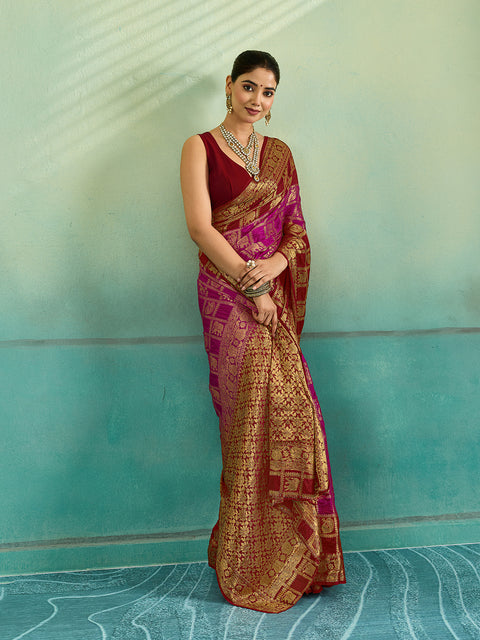 KcPc New Art silk Banarasi Style With Zari weaving Work Saree KCPC