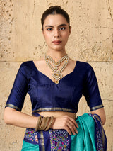By Latest Dola Silk Printed Style With Zari Border Work Saree