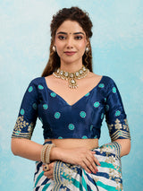 Buy Leheriya Chinon Silk Saree with Gotapatti Work