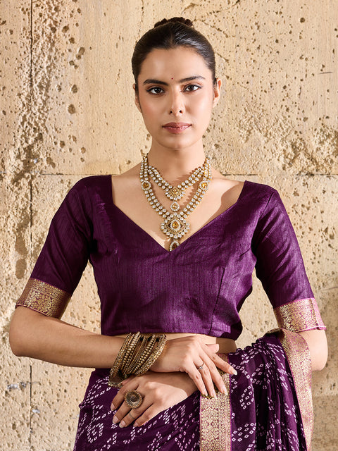 KcPc New Soft Moss Chiffon Bandhani Saree for Everyday Casual Wear     KDN