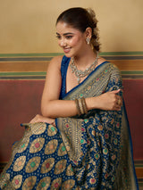 Designer Pure Khaddi Georgette Meenakari Saree with Blouse 2