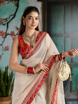 KcPc New Embroidery Bandhani Border Kota Doria Saree SWA