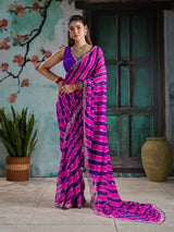 KcPc Festive Georgette Leheriya Saree with Peturn Work SWA