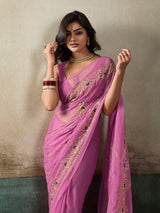 Buy Designer Saree With Handcrafted Aari Tari Work 