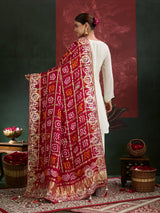 KcPc Designer Pure Gaji Silk Banarasi Bandhej Ghatchola Gotapatti Work DupattaAMT