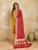 KcPc New Georgette Bandhani Zari Print Dupatta