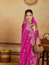 KcPc New Pure Ojariya Bandhani Saree with Gotapatti Work