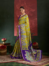 Kcpc Premium Georgette Kalamkari Saree with Zari Border ASH