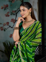 KcPc Beautiful Georgette Leheriya Style Saree with Peturn Work SWA