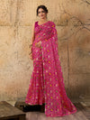 Kota Doria Saree in rani colour under 1000