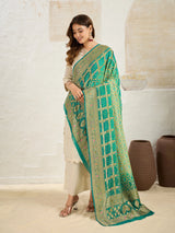 KcPc Pure Khaddi Georgette Meenakari Neemzari Bandhej Dupatta